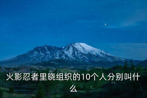 火影忍者里曉組織的10個人分別叫什么