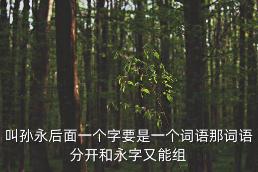 叫孫永后面一個字要是一個詞語那詞語分開和永字又能組