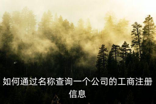 如何通過名稱查詢一個公司的工商注冊信息