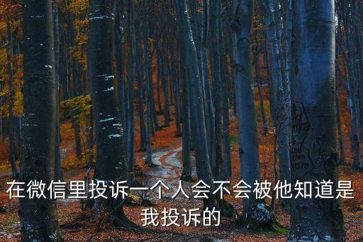 在微信里投訴一個(gè)人會(huì)不會(huì)被他知道是我投訴的