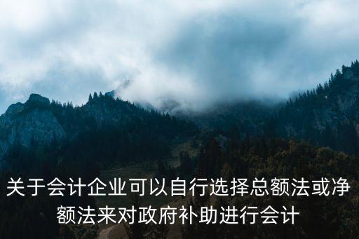 總額法，關(guān)于會計(jì)企業(yè)可以自行選擇總額法或凈額法來對政府補(bǔ)助進(jìn)行會計(jì)