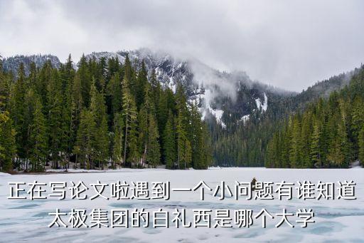 正在寫論文啦遇到一個小問題有誰知道太極集團的白禮西是哪個大學