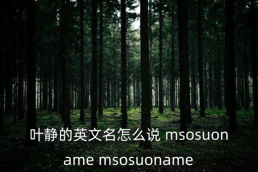 葉靜的英文名怎么說 msosuoname msosuoname