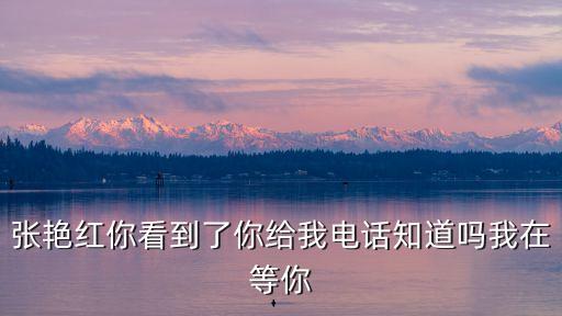 張艷紅你看到了你給我電話知道嗎我在等你