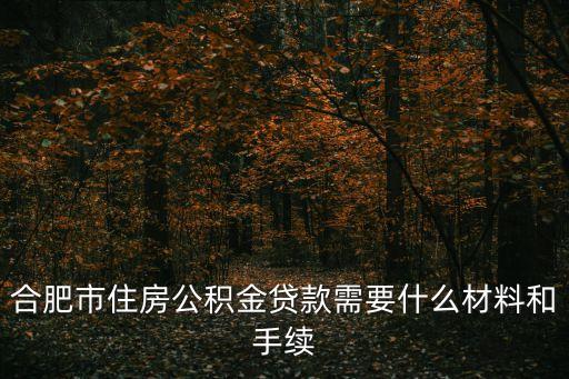 合肥公積金貸款，合肥市住房公積金貸款需要什么材料和手續(xù)