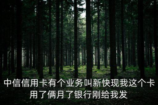 中信信用卡有個業(yè)務(wù)叫新快現(xiàn)我這個卡用了倆月了銀行剛給我發(fā)