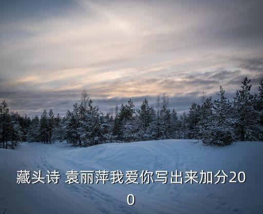 藏頭詩 袁麗萍我愛你寫出來加分200