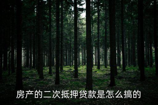 房產(chǎn)的二次抵押貸款是怎么搞的