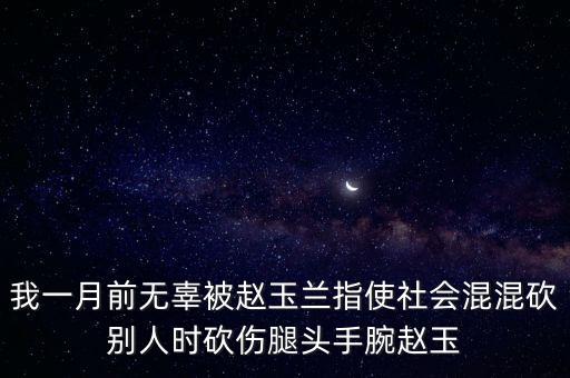 我一月前無辜被趙玉蘭指使社會(huì)混混砍別人時(shí)砍傷腿頭手腕趙玉