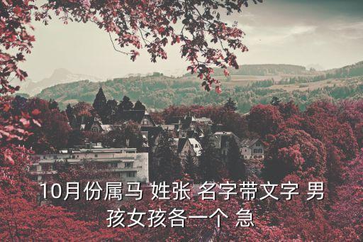 10月份屬馬 姓張 名字帶文字 男孩女孩各一個(gè) 急