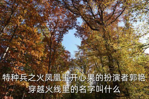特種兵之火鳳凰里開心果的扮演者郭艷穿越火線里的名字叫什么