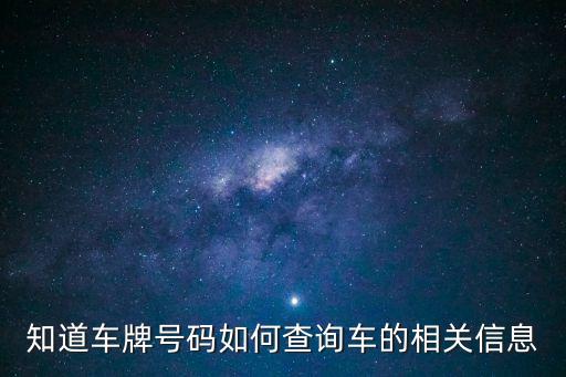車牌號(hào)查車輛信息，知道車牌號(hào)碼如何查詢車的相關(guān)信息