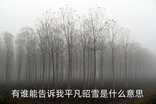 有誰能告訴我平凡昭雪是什么意思