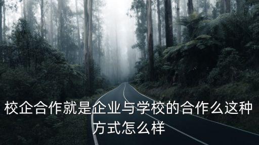 校企合作就是企業(yè)與學(xué)校的合作么這種方式怎么樣