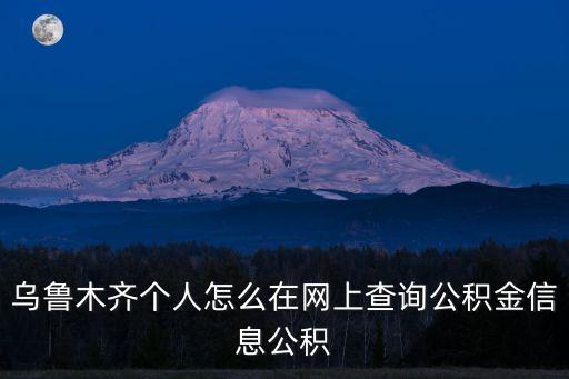烏魯木齊個人怎么在網(wǎng)上查詢公積金信息公積