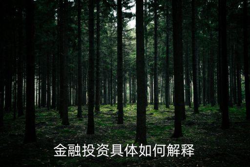 金融投資，金融投資具體如何解釋