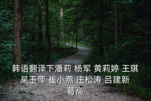 韓語(yǔ)翻譯下潘莉 楊軍 黃莉婷 王琪 吳玉萍 崔小燕 莊松濤 呂建新 葛高