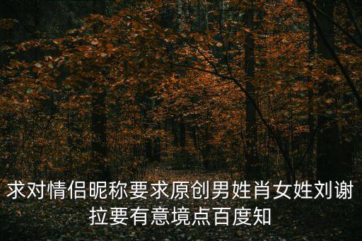 求對(duì)情侶昵稱(chēng)要求原創(chuàng)男姓肖女姓劉謝拉要有意境點(diǎn)百度知