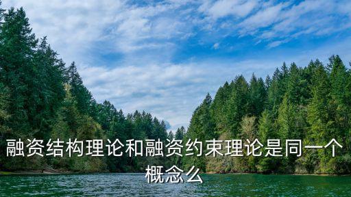 融資結(jié)構(gòu)理論和融資約束理論是同一個(gè)概念么