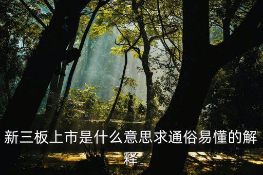 新三板上市是什么意思求通俗易懂的解釋