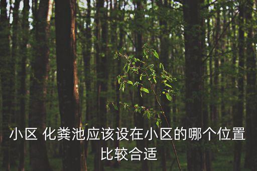 小區(qū)化糞池，小區(qū)污水需要設(shè)置化糞池嗎