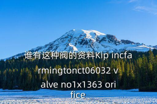 諾冠電磁閥，誰有這種閥的資料Kip incfarmingtonct06032 valve no1x1363 orifice