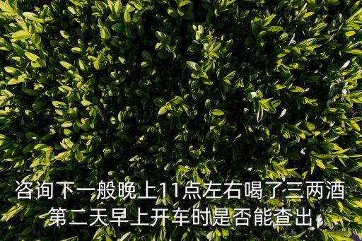 早上有查酒駕的嗎，晚上八點(diǎn)喝了一杯白酒早上是否能查酒駕出來