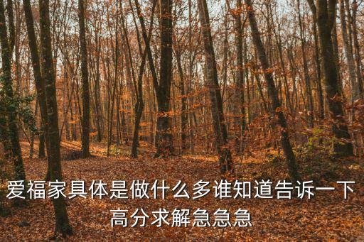 愛福家具體是做什么多誰知道告訴一下高分求解急急急