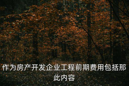 作為房產(chǎn)開(kāi)發(fā)企業(yè)工程前期費(fèi)用包括那此內(nèi)容