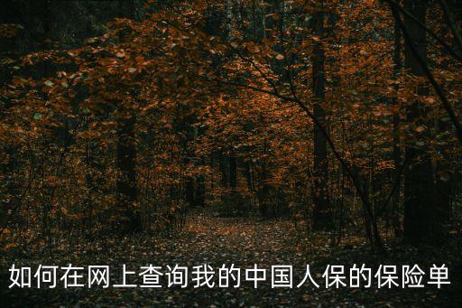 如何在網(wǎng)上查詢我的中國人保的保險單