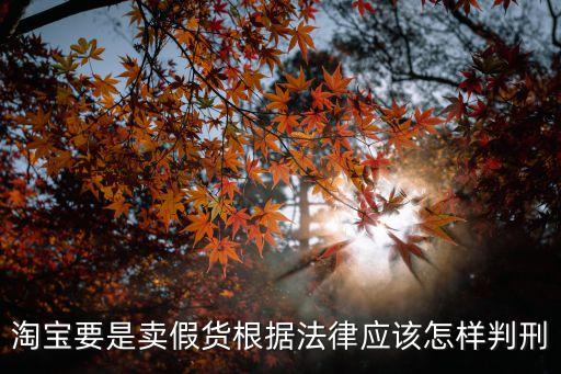 淘寶要是賣假貨根據(jù)法律應(yīng)該怎樣判刑