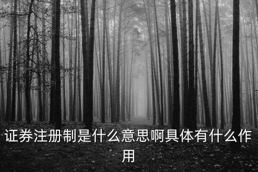 證券注冊制是什么意思啊具體有什么作用
