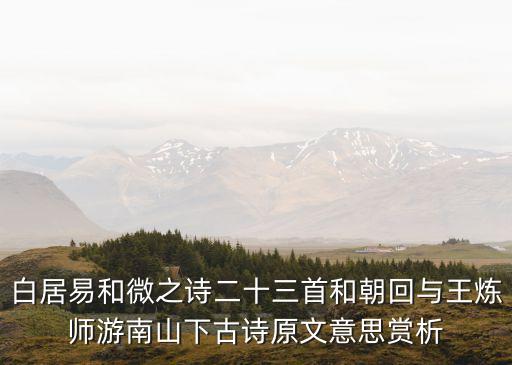 白居易和微之詩二十三首和朝回與王煉師游南山下古詩原文意思賞析