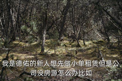 我是德佑的新人想先做小單租賃但是公司沒(méi)房源怎么辦比如