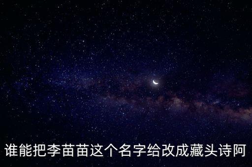 誰能把李苗苗這個名字給改成藏頭詩阿