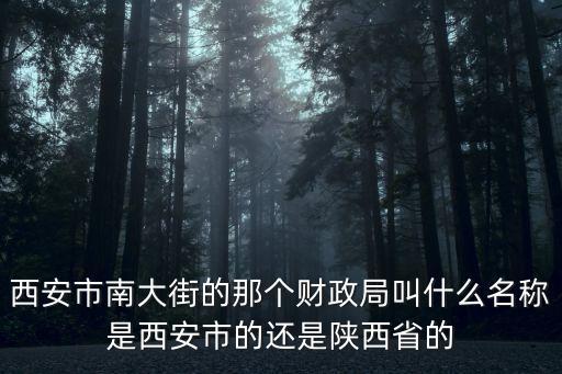 西安市財政局，西安市南大街的那個財政局叫什么名稱是西安市的還是陜西省的