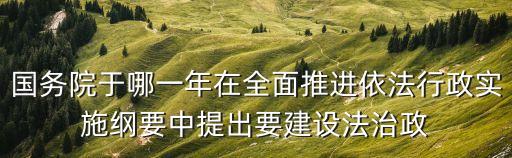 國務(wù)院于哪一年在全面推進依法行政實施綱要中提出要建設(shè)法治政