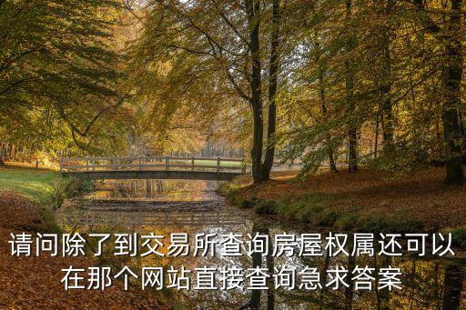 請(qǐng)問(wèn)除了到交易所查詢(xún)房屋權(quán)屬還可以在那個(gè)網(wǎng)站直接查詢(xún)急求答案