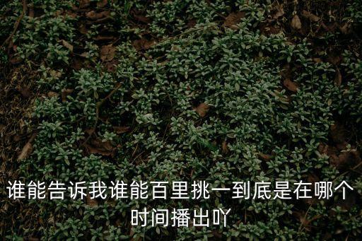 誰(shuí)能告訴我誰(shuí)能百里挑一到底是在哪個(gè)時(shí)間播出吖