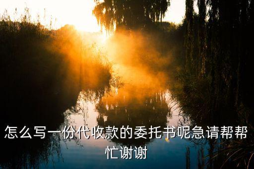 怎么寫一份代收款的委托書呢急請(qǐng)幫幫忙謝謝