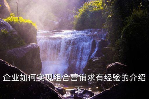 企業(yè)如何實(shí)現(xiàn)組合營(yíng)銷求有經(jīng)驗(yàn)的介紹一下