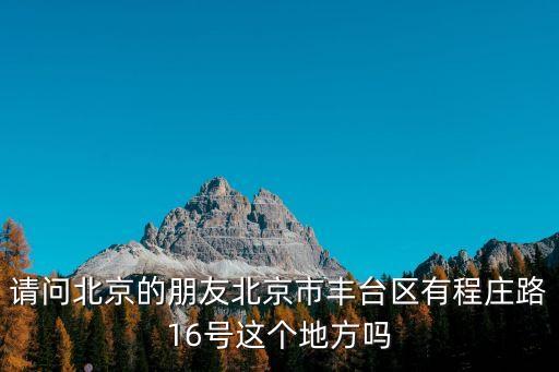 請問北京的朋友北京市豐臺區(qū)有程莊路16號這個地方嗎