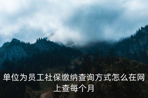單位為員工社保繳納查詢方式怎么在網(wǎng)上查每個(gè)月