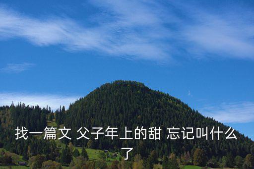 父承子液，找一篇文 父子年上的甜 忘記叫什么了