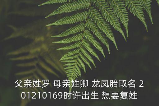 父親姓羅 母親姓卿 龍鳳胎取名 201210169時許出生 想要復(fù)姓