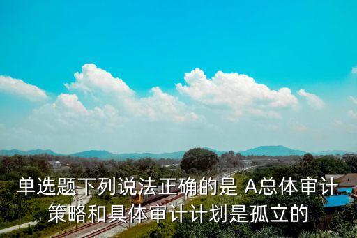 單選題下列說(shuō)法正確的是 A總體審計(jì)策略和具體審計(jì)計(jì)劃是孤立的