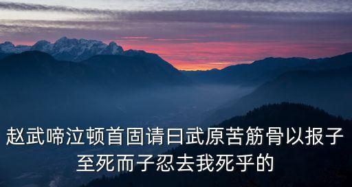 趙武啼泣頓首固請曰武原苦筋骨以報子至死而子忍去我死乎的