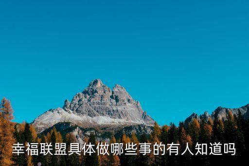 幸福聯(lián)盟具體做哪些事的有人知道嗎
