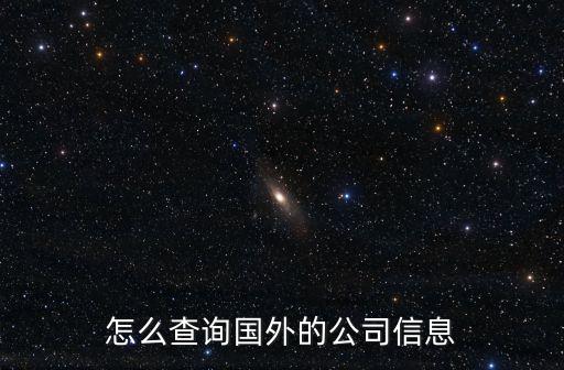 怎么查詢國外的公司信息