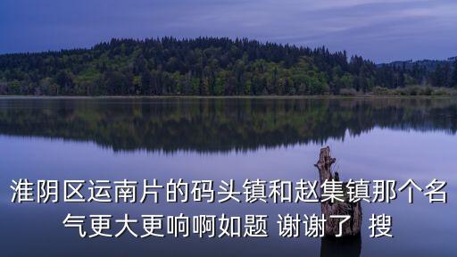 淮陰區(qū)運南片的碼頭鎮(zhèn)和趙集鎮(zhèn)那個名氣更大更響啊如題 謝謝了  搜